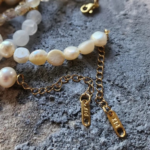 4 Bracelets Jewelry Set Stacking Bar Baroque Pearl 14K Gold plated Jewelry - Picture 8 of 11